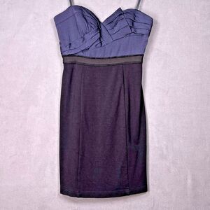 BCBG Maxazria Strapless Corset Bodycon Dress Navy Black Size 12 Sweetheart
